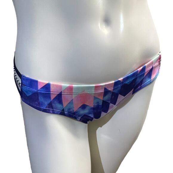 DOLFIN XS Geometric Print Bikini Bottom Pink Navy Blue Striped Swimwear Athletic - Picture 5 of 16